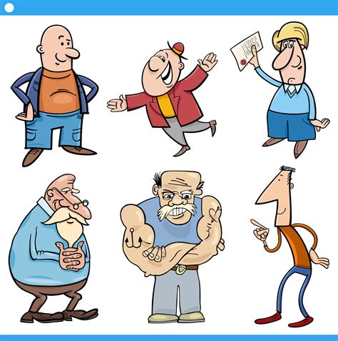 cartoon funny men comic characters set 12615185 Vector Art at Vecteezy