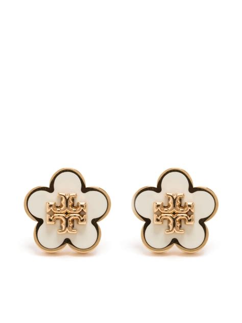 Tory Burch Kira Enamel Flower Stud Earrings Gold Farfetch Au