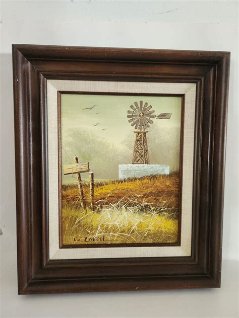 Vintage Windmill Landscape Oil Painting on Canvas Signed by W Lovell - Etsy