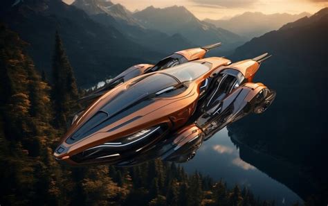 El Coche Volador Futurista Emprende El Vuelo Ia Generativa Foto Premium