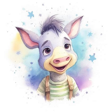 Premium Photo A Watercolor Painting Of A Baby Eeyore From Disney