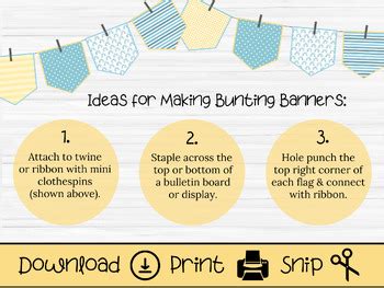 Boho Rainbows Blue Yellow Bunting Banner Flags Bulletin Board Bunting