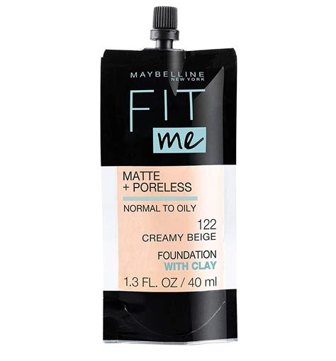 Maybelline Fit Me Matte Poreless Normal To Oily Liquid Foundation With Clay 122 Creamy Beige