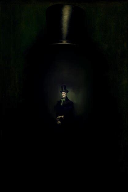 Premium Ai Image A Man In A Dark Room With A Hat On His Head