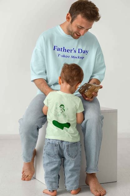 Premium Psd Man Wearing Fathers Day T Shirt Mockup