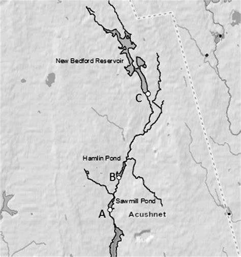 Map of the Acushnet River watershed showing locations of (A) Acushnet ...