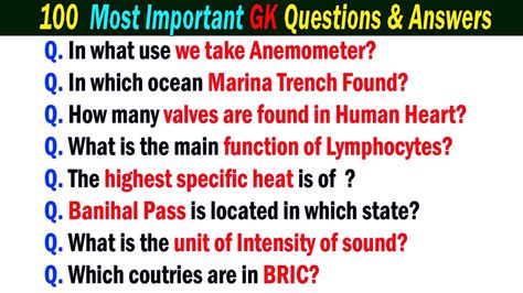 100 Important India Gk India General Knowledge Questions Answers