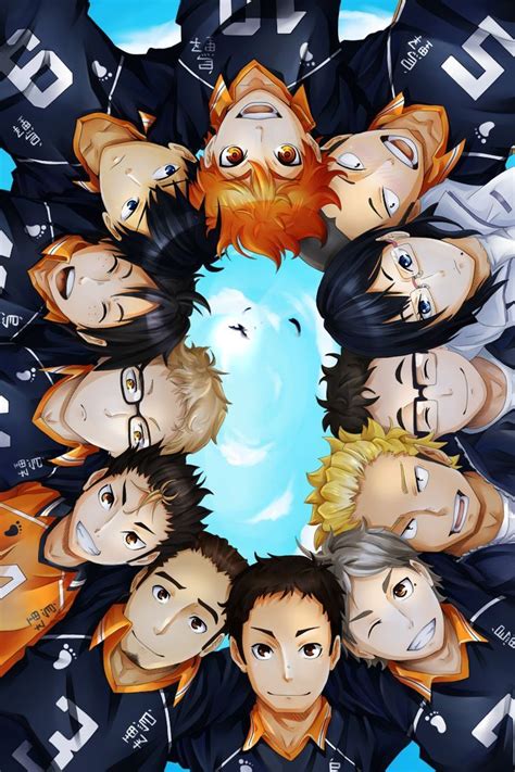 Haikyuu Karasuno Team Мультипликационные иллютрации Японские