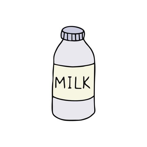 A Can Of Milk Drawn In Doodle Style Vector Contour Illustration For