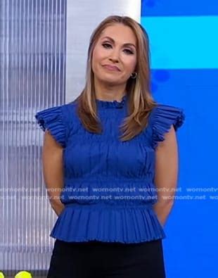 Wornontv Loris Blue Pleated Smocked Top On Good Morning America