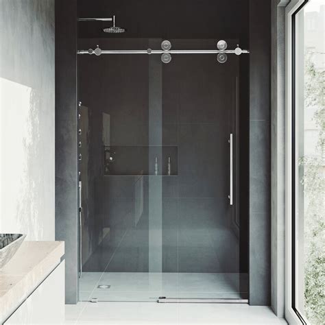 Vigo Elan 52 X 74 Single Sliding Frameless Shower Door And Reviews Wayfair