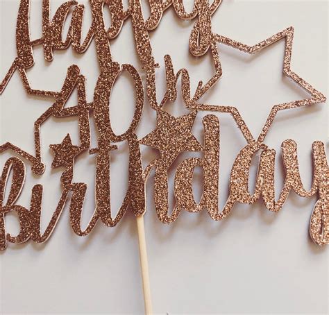 40th Birthday Cake Topper Rose Gold Cake Topper Glitter Cake Etsy