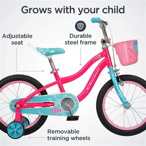 Schwinn Elm Girls Bike for Toddlers and Kids, 16-Inch Wheels, Pink