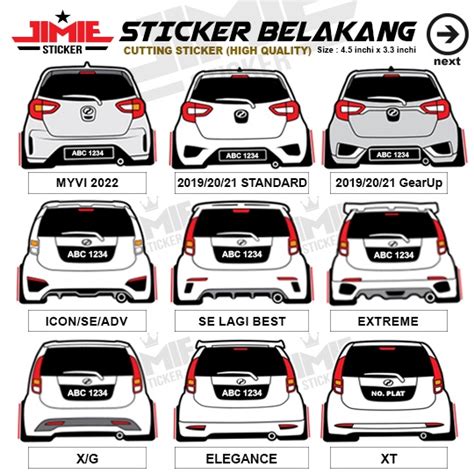 Sticker Kereta Sticker Belakang Myvi Viva Kancil Kelisa Kenari