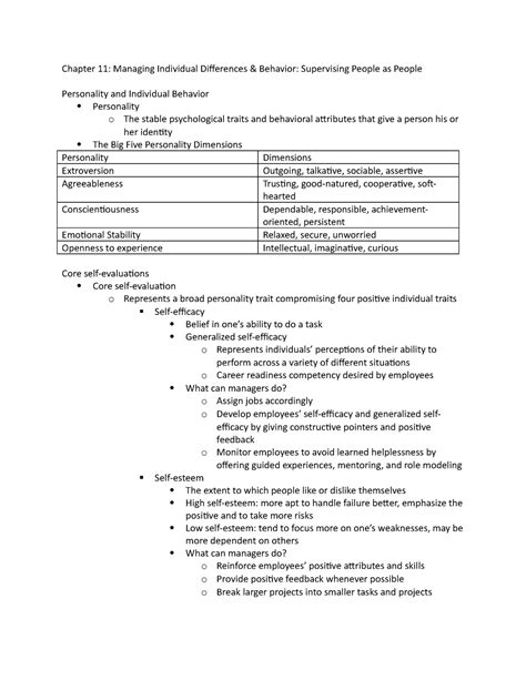 Chapter 11 Chapter 11 Managing Individual Differences And Behavior