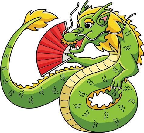 Year of the Dragon with Hand Fan Cartoon Clipart 36355539 Vector Art at Vecteezy