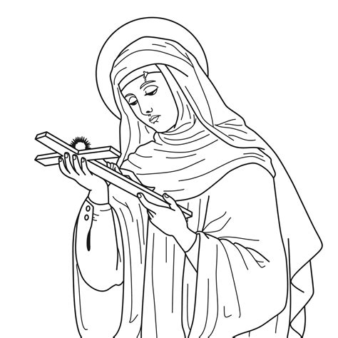 Saint Rita Of Cascia Vector Illustration Outline Monochrome 7584905