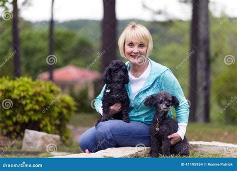 Woman With Poodles Stock Photo Image Of Collar Girl 41195954