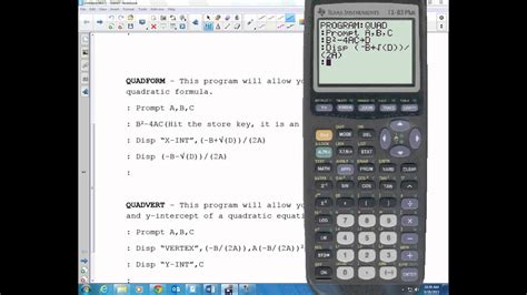 Quadratic Formula For The TI Graphing Calculator 2015 YouTube