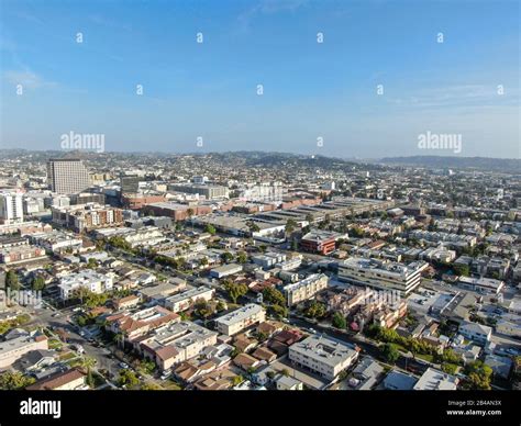 Aerial view of downtown Glendale, city in Los Angeles County ...