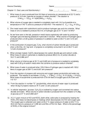 Fillable Online Chapter Gas Laws And Stoichiometry I Fax Email Print