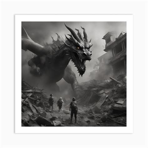 Black And White Dragon Art Print by Onunc - Fy