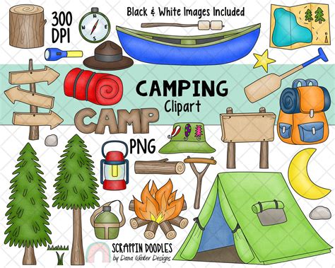 Camping Clipart - Backpacking Clip Art - Hiking - Campfire - Summer Ca ...