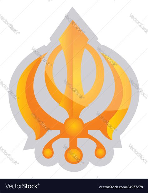 Yellow symbol a sikhism religion on white Vector Image