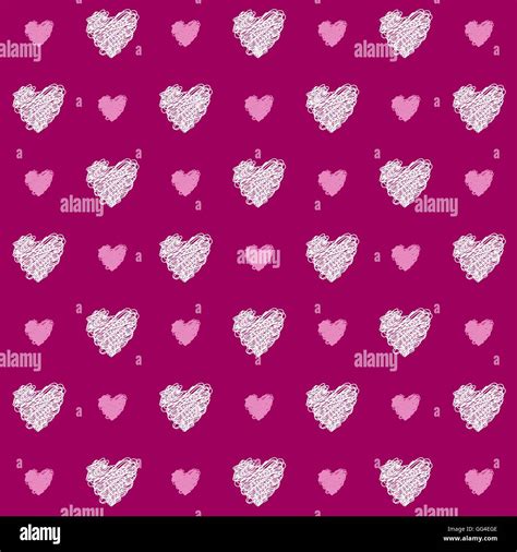 Hand Drawn Pink Hearts Seamless Vector Pattern Background Pattern