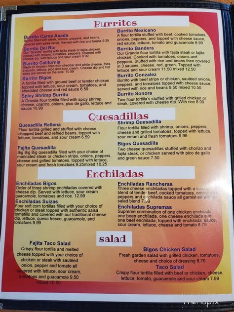 Menu Of Bigos Mexican Restaurant In Salem MO 65560