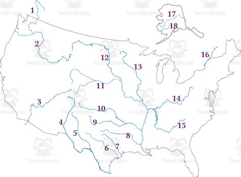 rivers  united states map  teach simple