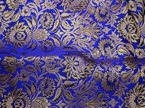 Royal Blue Indian Brocade Fabric Banarasi Brocade Fabric By Etsy