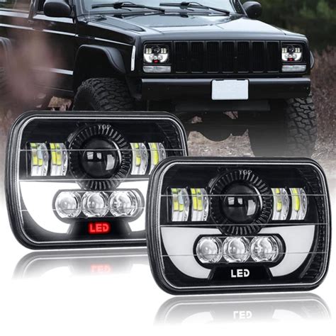 DOT 5X7 7x6 LED Headlight For Jeep Wrangler YJ 1986 1995 Cherokee XJ