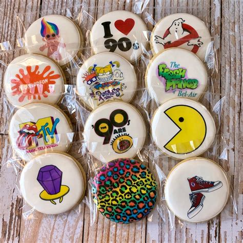 1990s Themed Decorated Sugar Cookies 90s Party Favors 1990s Themed