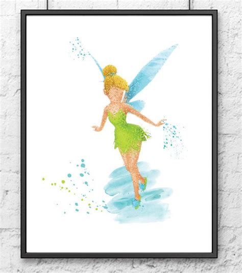 Tinkerbell Fairy Watercolor Art Print Peter Pan Etsy Tinkerbell Art