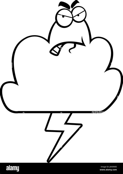 A Cartoon Storm Cloud With An Angry Expression Stock Vector Image Art