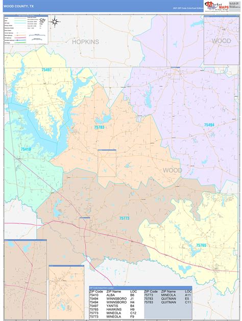 Wood County Tx Wall Map Color Cast Style By Marketmaps