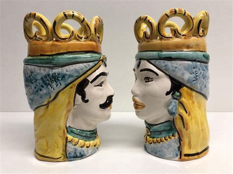 SICILIAN HEADS Dark Brown Crown Caltagirone Ceramic Cm H 17 Etsy