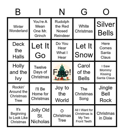 Christmas Carol Bingo Card