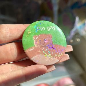 Gay Bear Pin Pride Buttons LGBTQ Merch Holographic Pin Pip Tinyhead Etsy