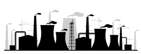 Power plant black silhouette vector illustration 1906998 Vector Art at ...