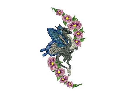 Dragon With Flower Free Embroidery Design Falcon Embroidery Free