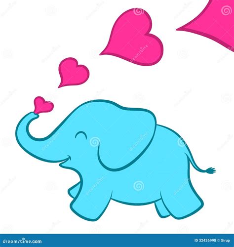 Baby Elephant Calf With Pink Hearts Stock Vector Illustration Of