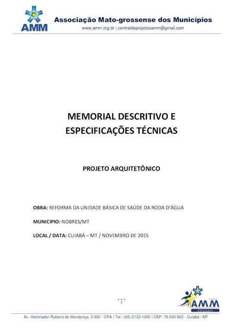 PDF MEMORIAL DESCRITIVO E ESPECIFICAÇÕES TÉ PDF fileNormas Técnicas