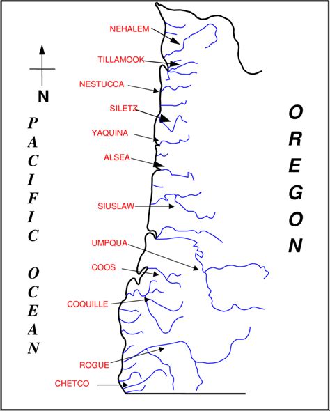 Map Of The Oregon Coast Showing Major River Basins Download