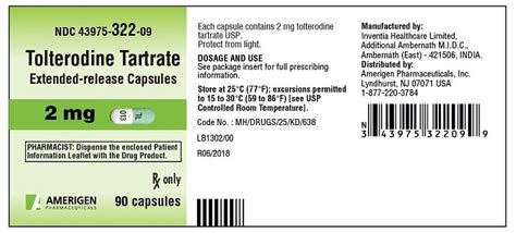 TOLTERODINE TARTRATE Capsule Extended Release