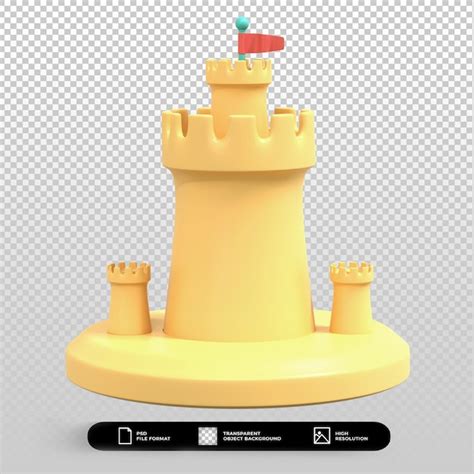 Icono De Castillo De Arena De Verano De Renderizado D Aislado