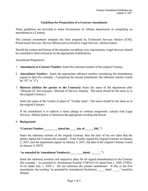 44 Professional Contract Amendment Templates And Samples Templatelab