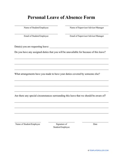 Free Printable Leave Of Absence Form Printable Templates