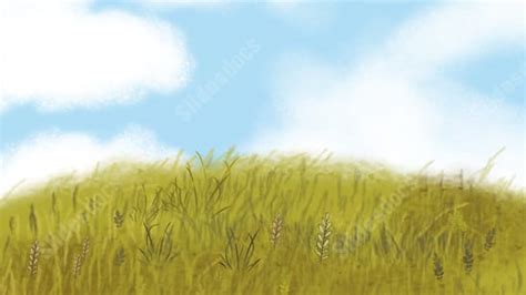 Landscape Poster Blue Sky Grassland Painted White Clouds Cartoon Simple Powerpoint Background